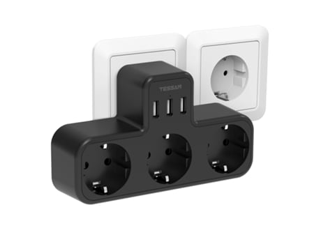 Adaptador TESSAN TS-323-DE-BK (Plástico - Preto)
