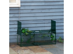 Gaiola de Captura Vivos com 2 Portas, em Metal com Alça para Coelhos, Visons e Raposas Pequenas, 80x25x30 Cm, Verde Escuro.