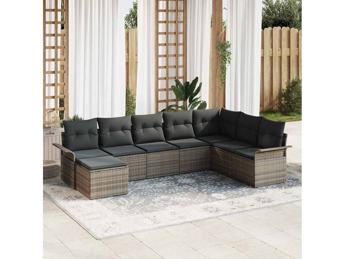 Vidaxl Conjunto De Sofá De Jardim 8 Unid. Cinzeto Rattan Sintético