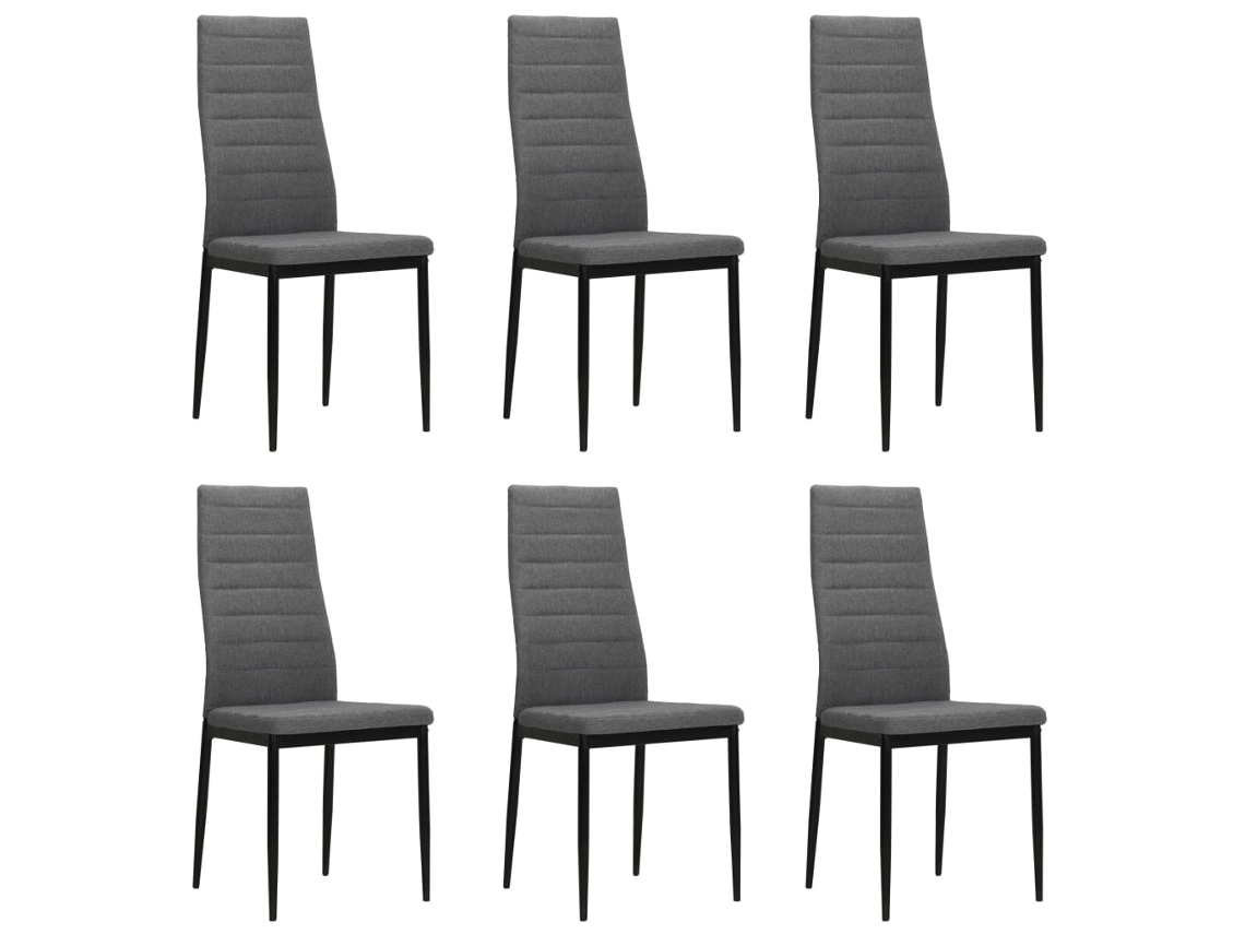 Vidaxl Cadeiras De Jantar 6 Pcs Tecido Cinzento-claro