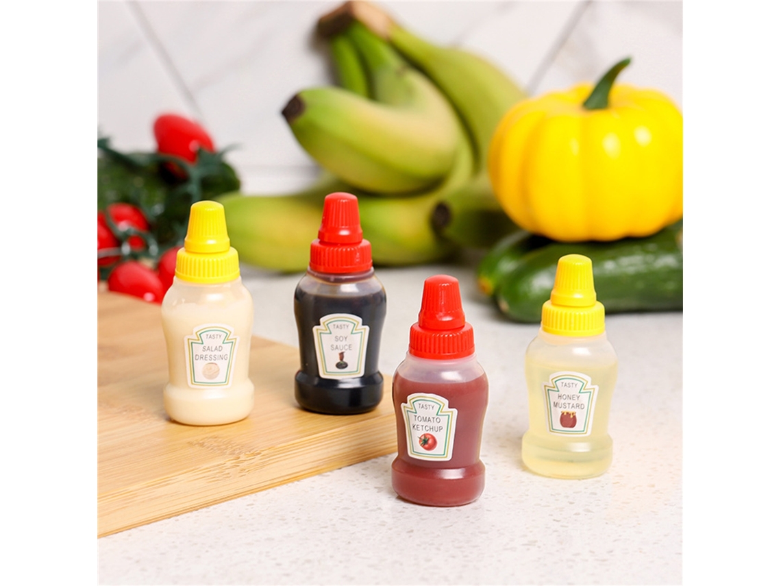 Mini Frascos Squeeze, Frascos de 25ml para Condimentos, Recipientes Ecológicos e Comestíveis MDUG (4 Unidades)