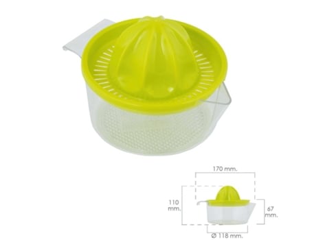 Exprimidor zumo manual frutas con jarra plástico ø 12 x 11 cm.