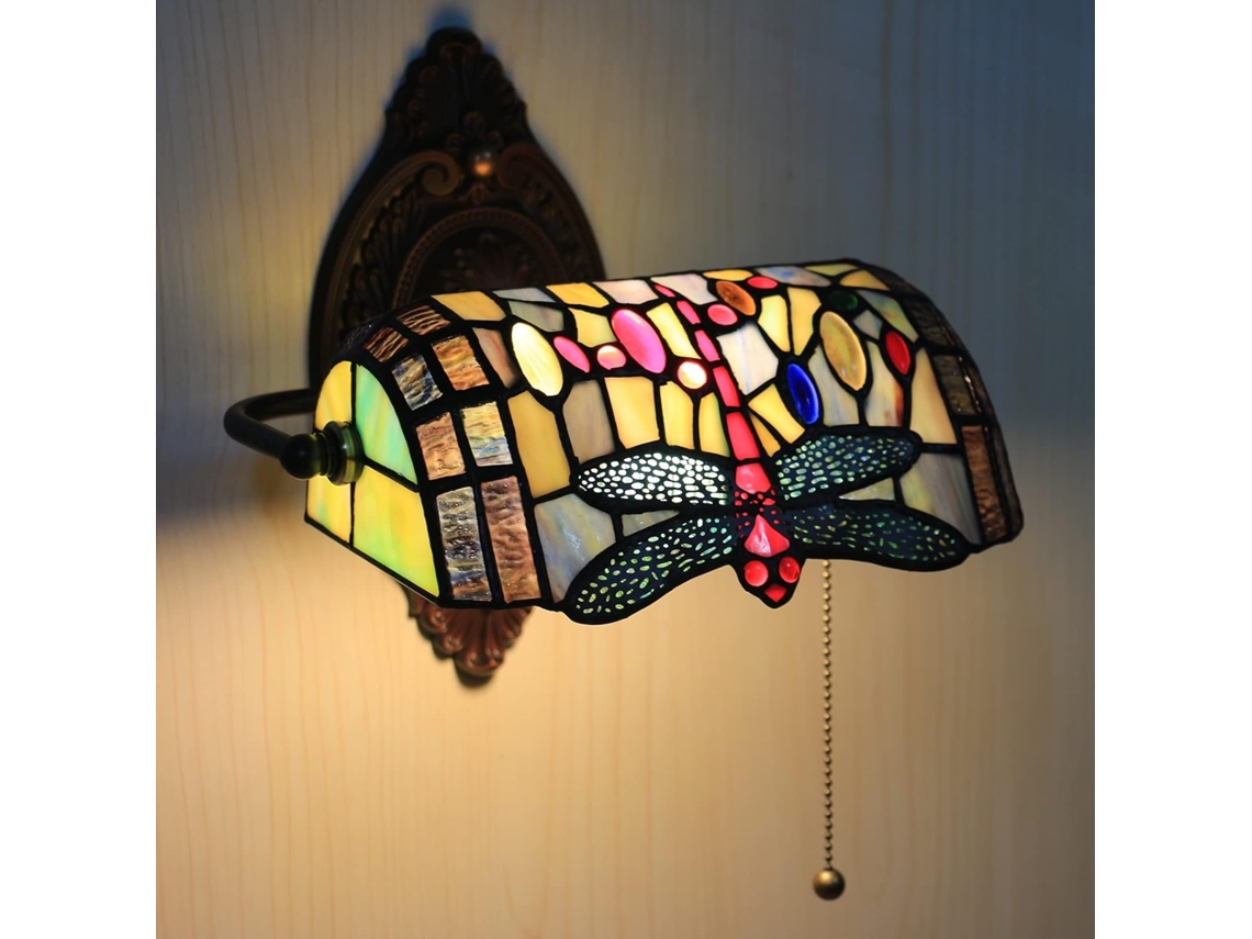 Luminária De Parede Tiffany 25cm Com Interruptor Arandela E27 Para Leitura, Perfeita Para Decoração De Interiores