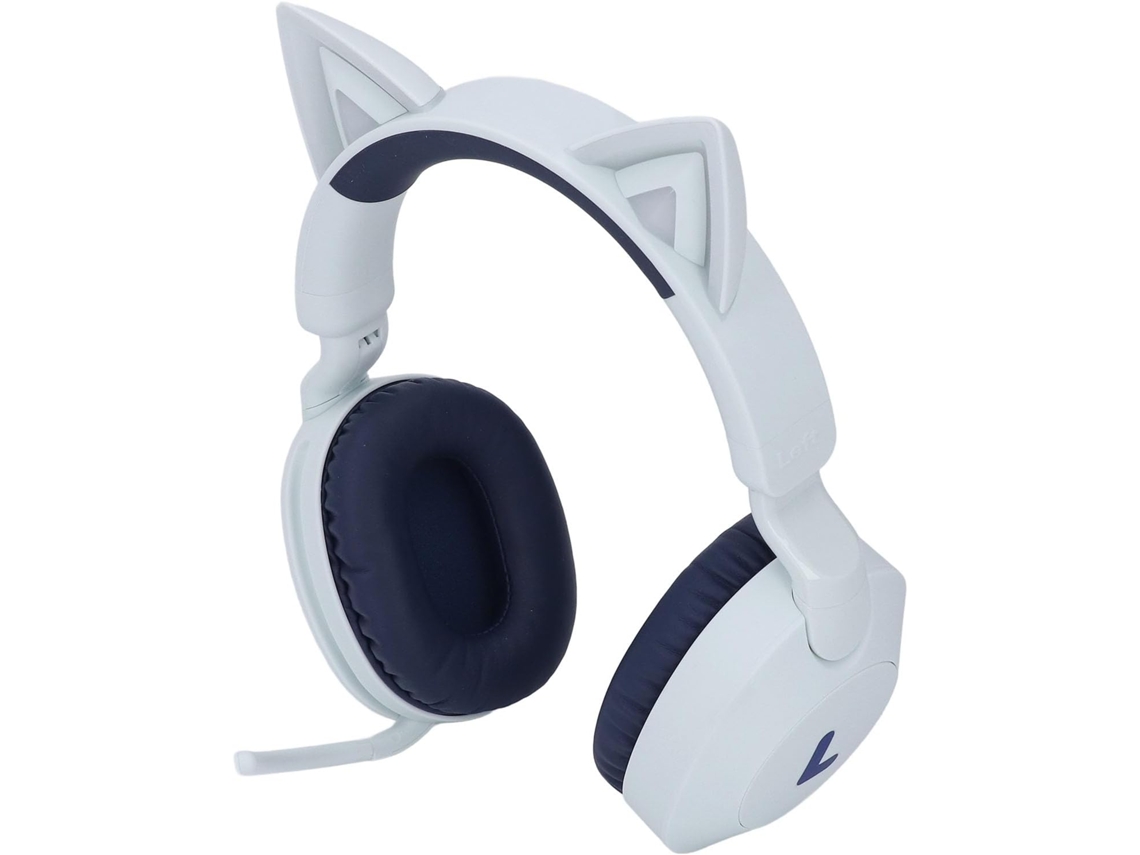 Fone De Ouvido Sem Fio Ashata Com Orelhas Gato, Bluetooth 5 4, Para Jogos, Com Microfone, Controle De Volume, Luz Led