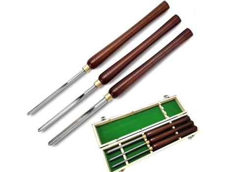 Conjunto De 3 Formões Para Torno De Madeira, Com Cabo De Nogueira Hdd