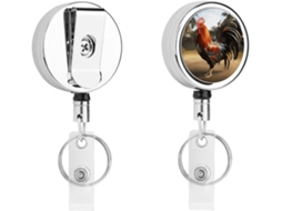 Porta Crachá Proud Rooster, Porta Crachá Retrátil De Metal, Cordão De Nylon Portátil, Cordão De Aço Inoxidável, Chaveiro