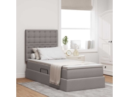 Vidaxl Cama Com Arrumação E Colchão Cinzento-acastanhado 100 X 200 Cm