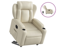 Poltrona reclinável elevatória elétrica VIDAXL couro artificial creme