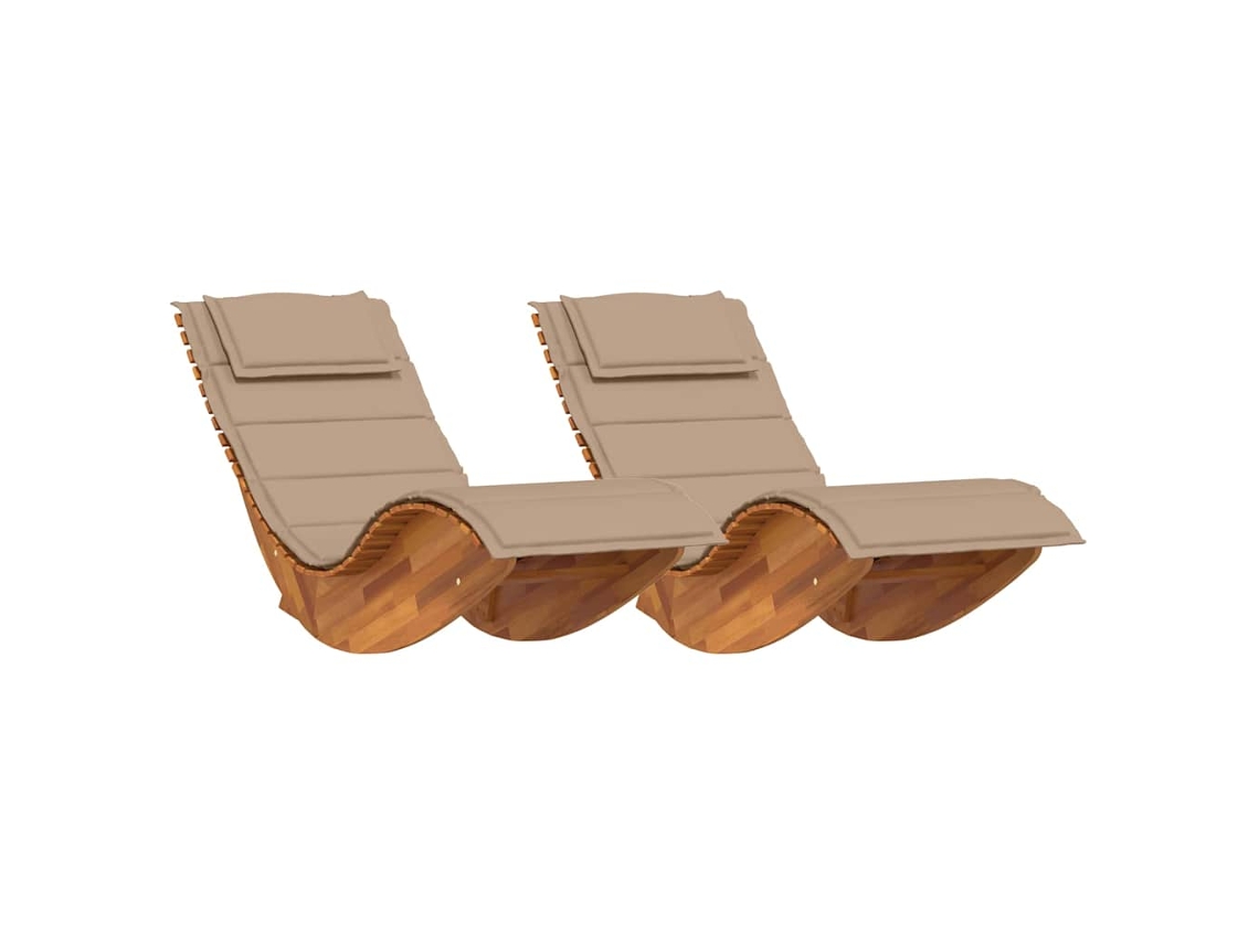 Conjunto 2 Cama De Sol Moderna Vidaxl Castanho Madeira De Acácia Maciça (154 X 60 X 74 Cm)