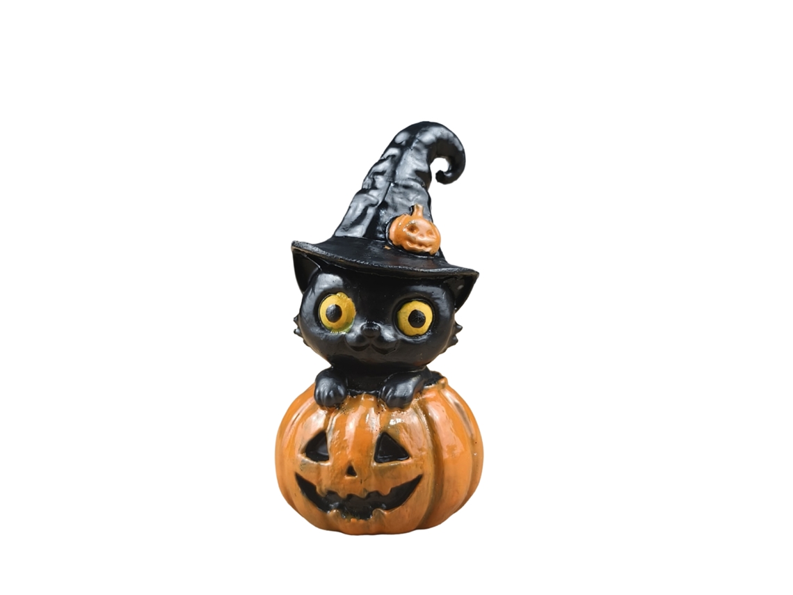 Laxiscreed Decoração De Halloween Com Gato E Abóbora Em Resina Para Festas E Presentes