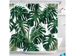 Cortina De Ducha 180x200cm Hoja De Monstera Verde Oscuro Impermeable Anti Moho Poliéster Baño