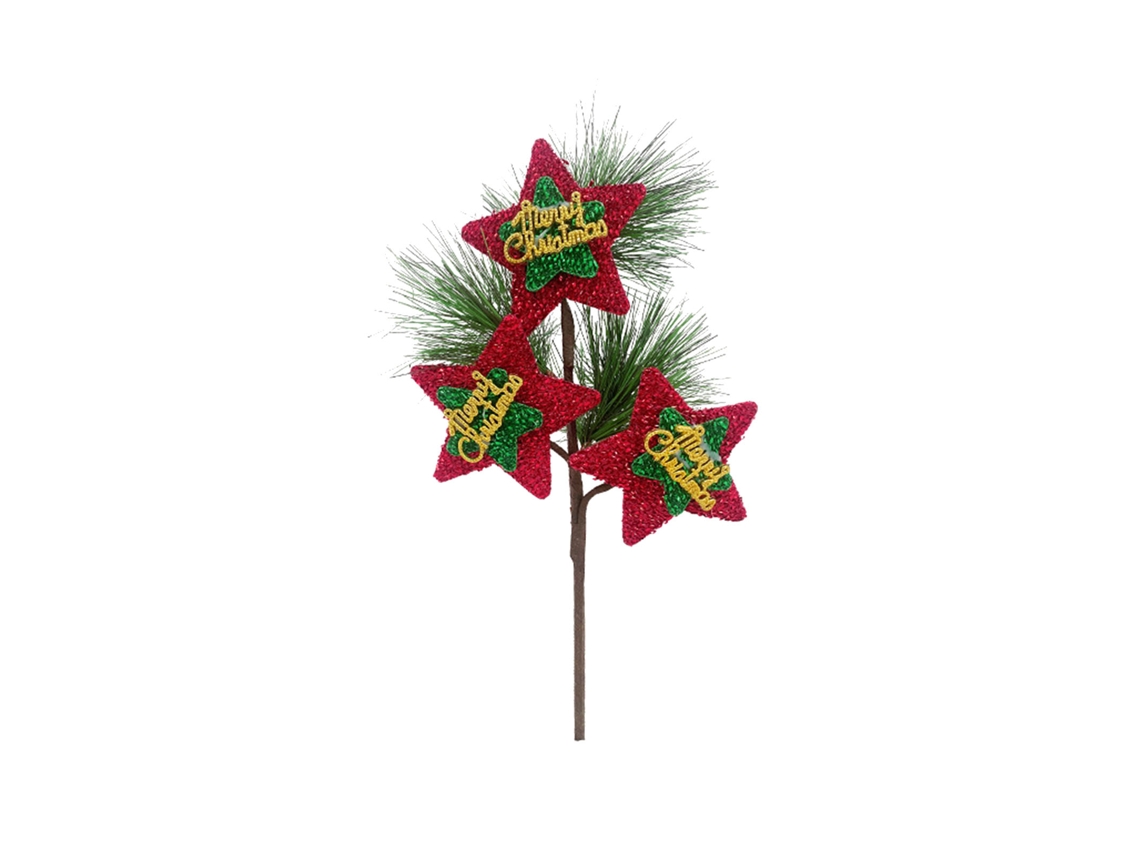 Ramo Único de Pinho Natal com Rena e Planta Verde LAXISCREED
