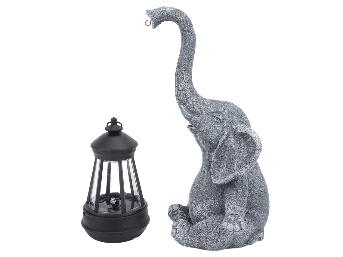 Estátua De Elefante Com Luz Solar Para Decoração De Jardim E Varanda