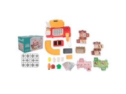 Mali brinquedo Caixa Registradora para Crianças com Scanner Calculadora e Transmissão de Voz Vermelha