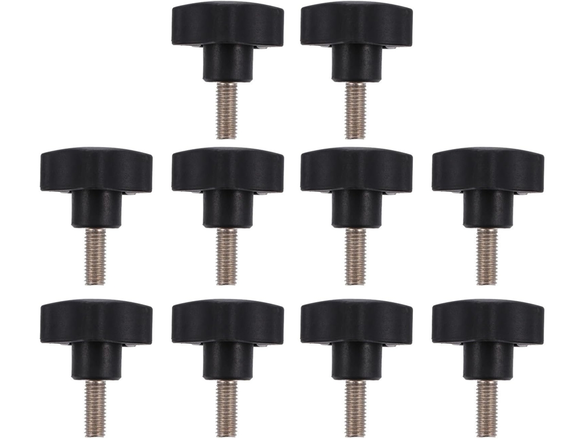 Conjunto De 10 Botões De Fixação Em Formato De Estrela Com Rosca Macho M8x20mm, Feitos De Plástico.