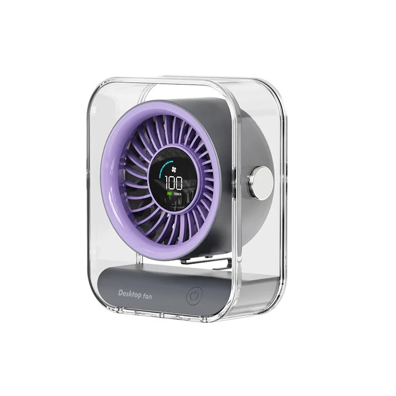 Ventilador de Mesa Silencioso, Visor Digital Led, Carregamento Usb, Ventilador Portátil para Circulação de Ar. MDUG (roxo)