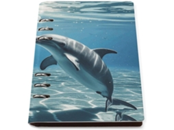 Dolphins In Love Pasta Planejamento A5 Com 6-argolas, Caderno Profissional Com Espiral E Capa Pautada Em Couro