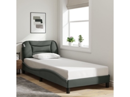 Estrutura De Cama Sem Colchão 90x200 Cm Tecido Cinzento-escuro