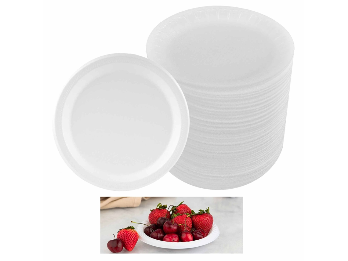 Pratos Plásticos Descartáveis Para Festas, Próprios Para Micro Ondas, Com Borda Resistente, Redondos De 15 Cm, De Plástico De Espuma Resistente, Prato