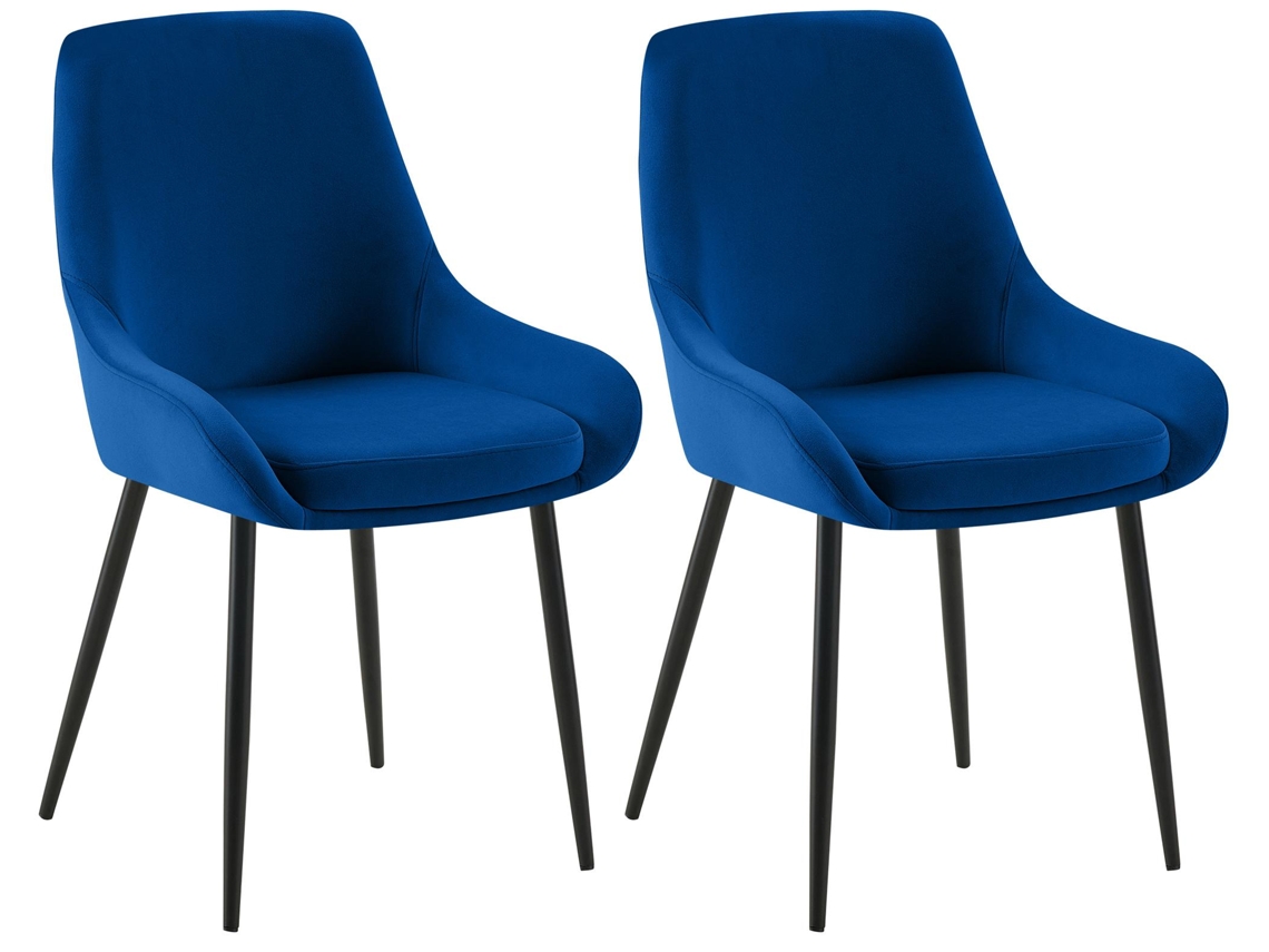 Conjunto de 2 cadeiras de jantar Elmira em metal azul escuro/preto fosco.