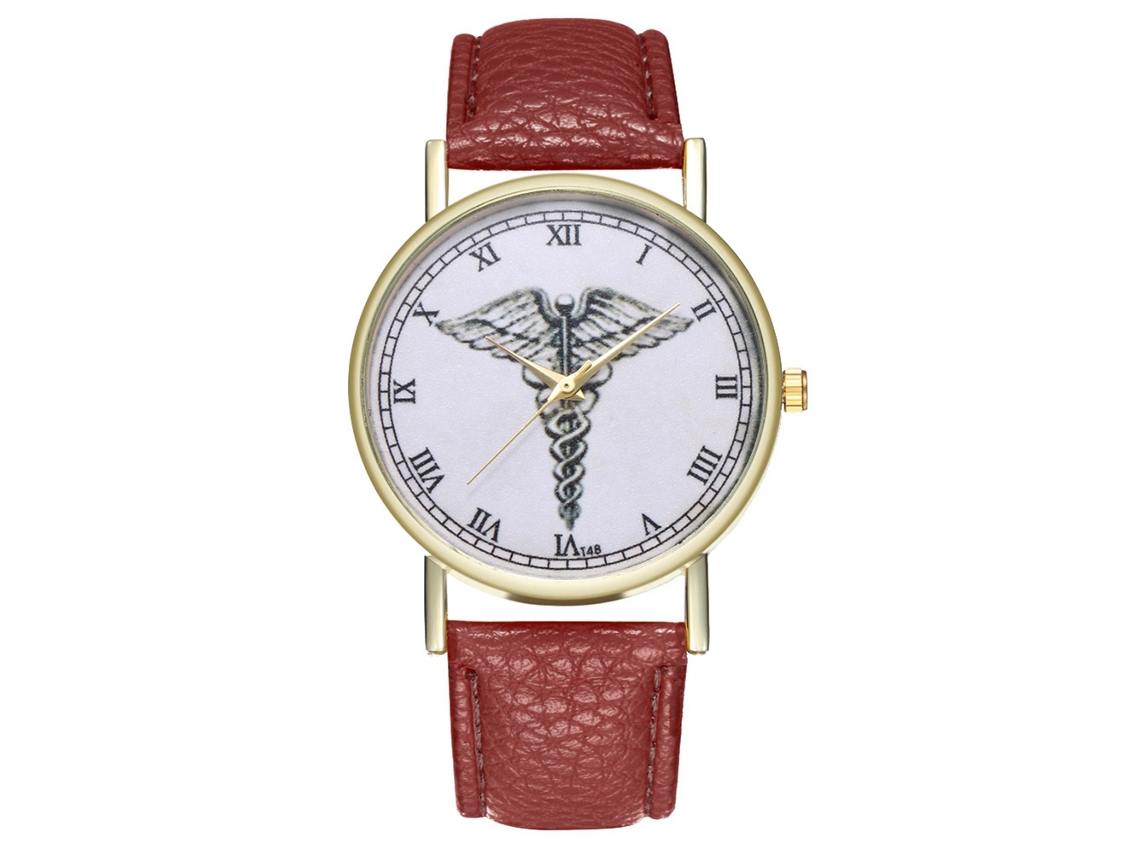 Reloj De Pareja Unisex De Cuero Pu Con Números Romanos Y Correa De Cuero Café