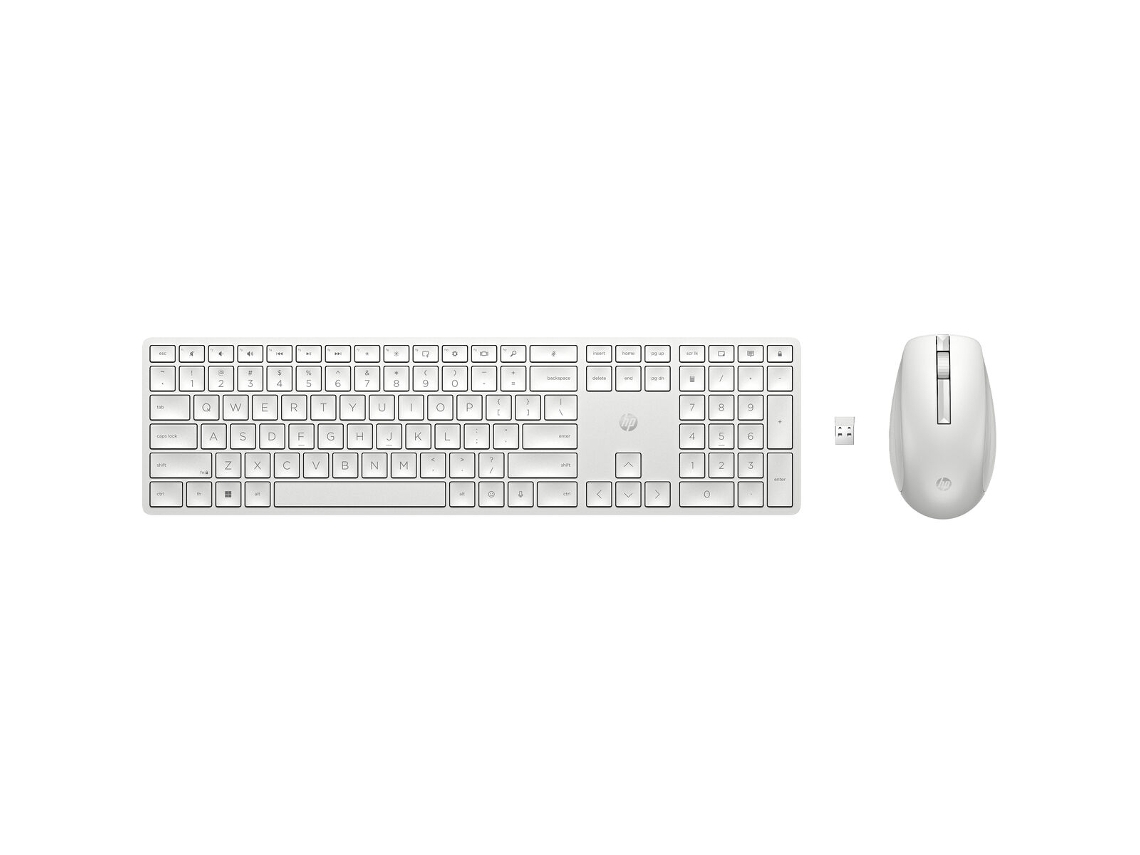 Teclado e Rato HP 650 (Outlet Grade A - Branco - RF - Azerty Francês)