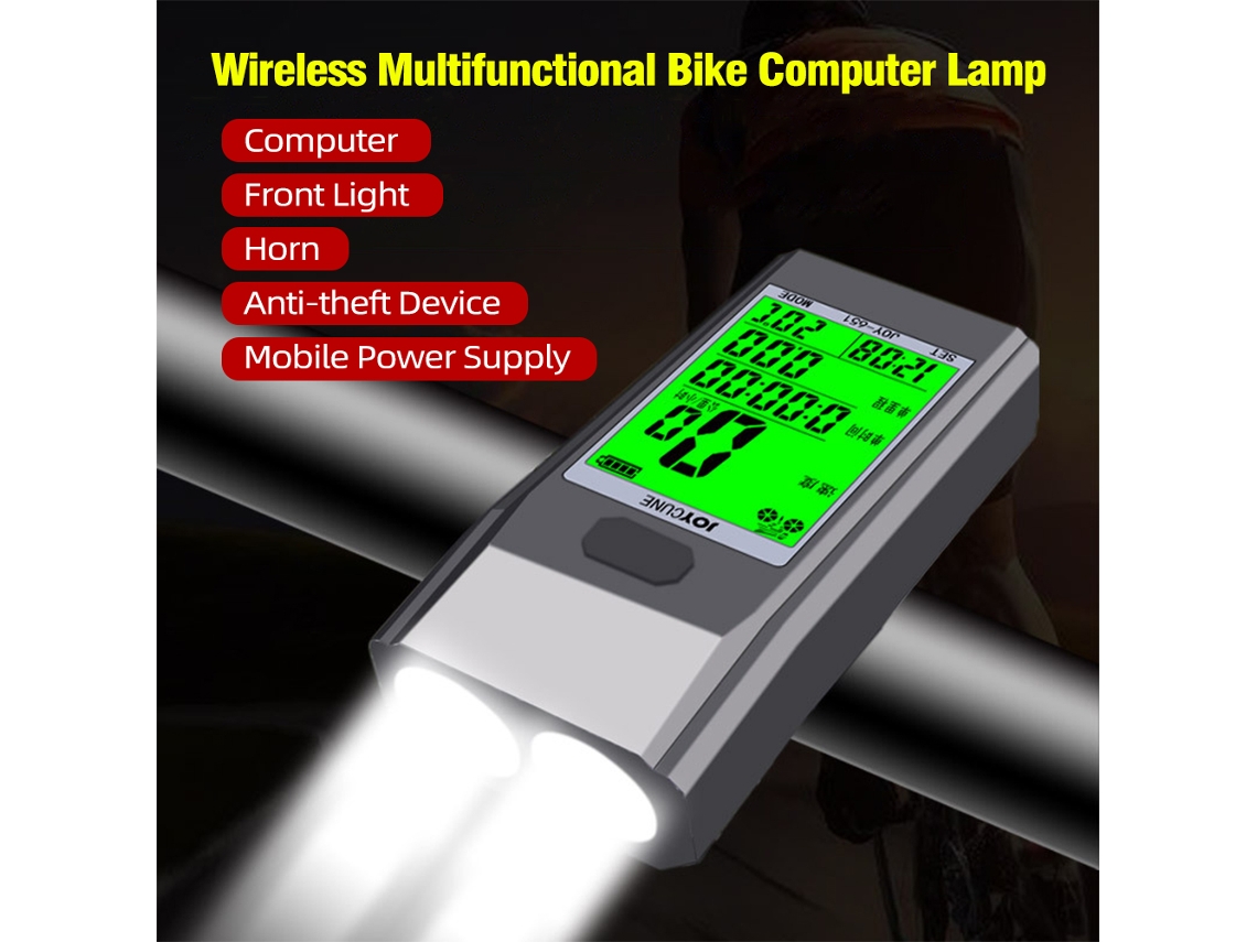 Computador De Bicicleta Sem Fio Com Luz Dianteira Led E Buzina, Velocímetro E Odômetro Para Bicicleta