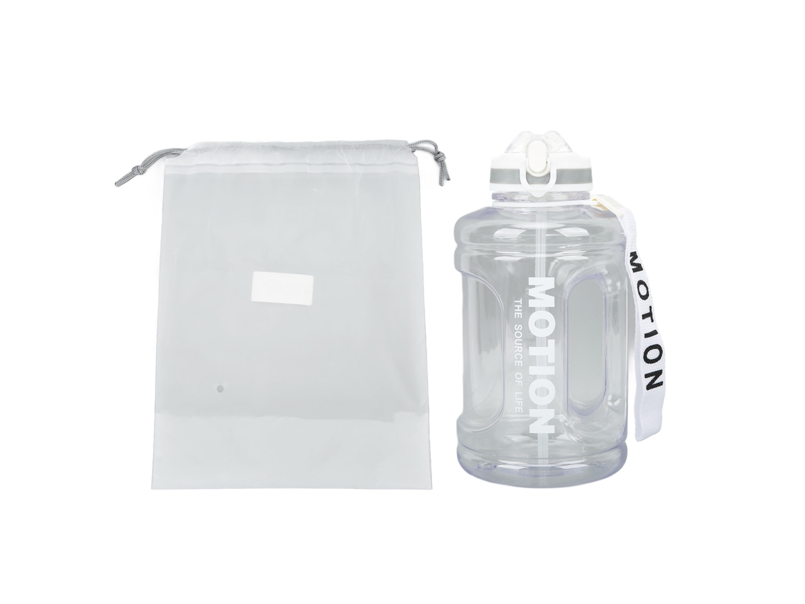 Garrafa esportiva grande Slowmoose 1500ml com canudo, portátil para exercícios ao ar livre, branca