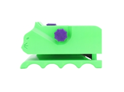 Cortador de papel com comprimento ajustável de 3 cm a 5 cm, equipado com um compartimento para folhas salientes.