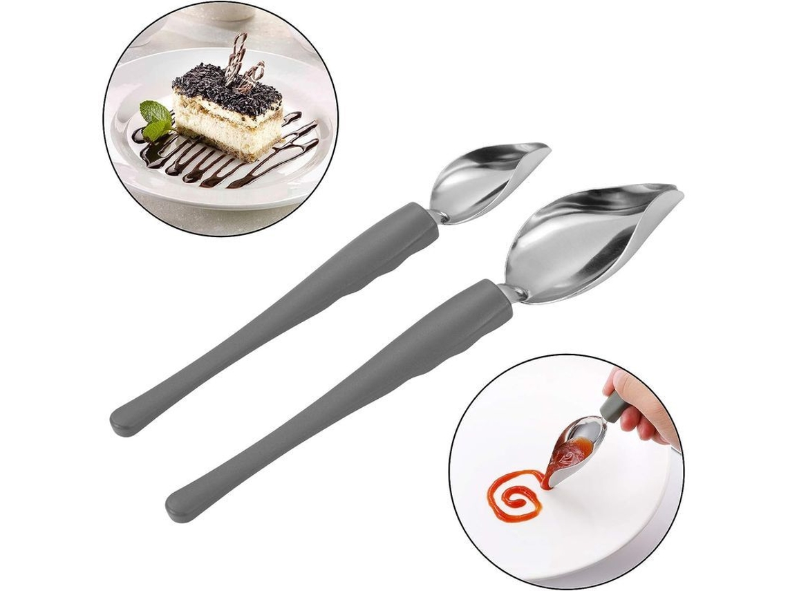 2026 conjunto Cucharas Precision Linjou 2 Piezas Acero Inoxidable para Decorar Pratos Tártaras Café Chocolate