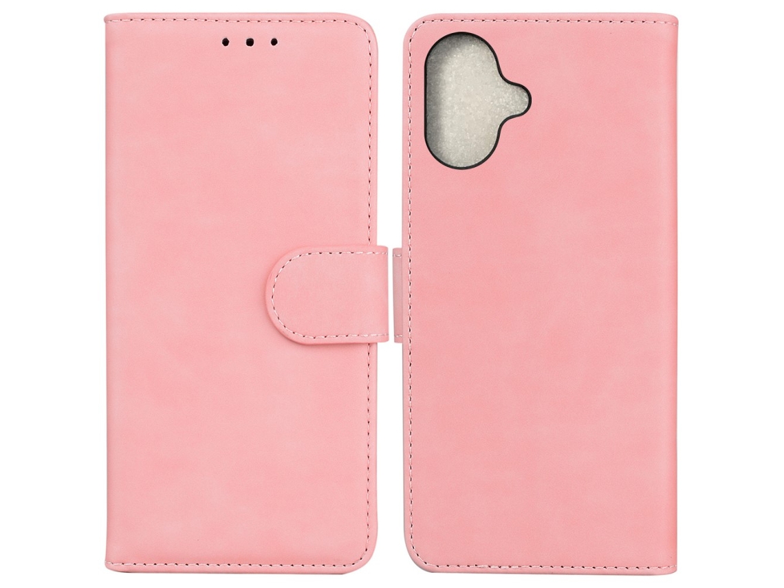 Capa Em Couro Pu Com Suporte, Para Apple Iphone 16 - Cor Rosa