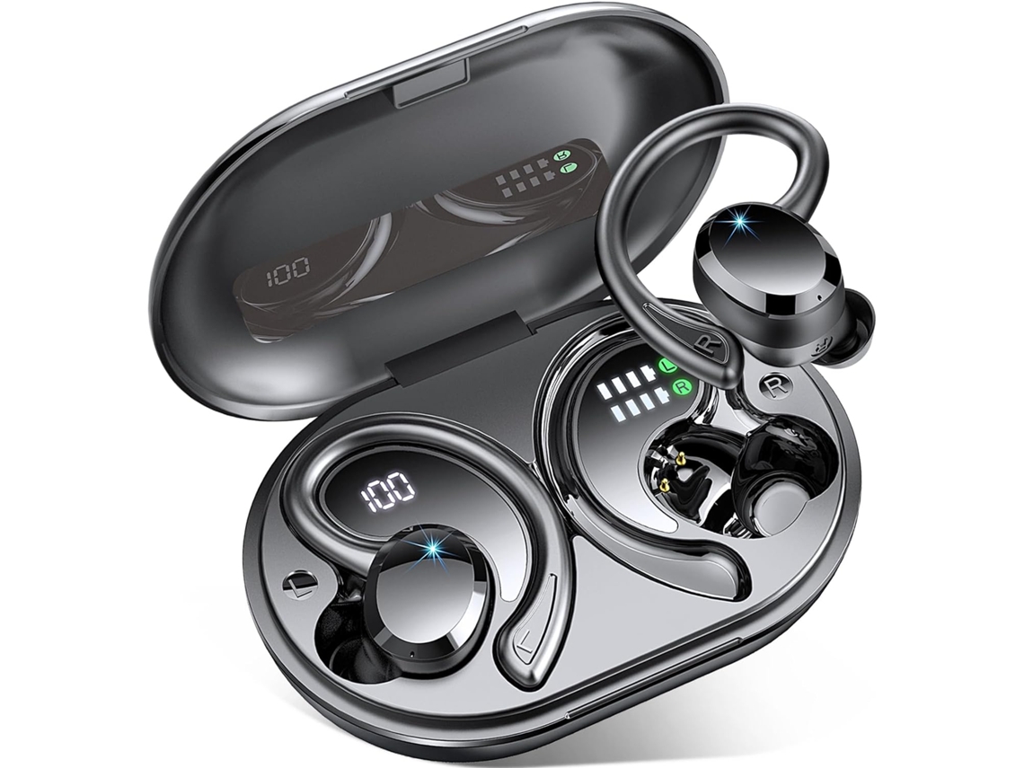 Fones Esportivos Bluetooth, Microfone Estéreo Cancelamento Ruído, Bluetooth 5.3 Ip7 À Prova D'água P/ Exercícios/corrida Preto JIAPEI