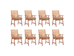 Vidaxl Cadeiras De Jantar P/ Jardim 8 Pcs C/ Almofadões Acácia Maciça