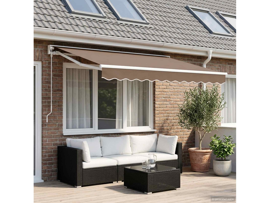 Vidaxl Toldo Retrátil Cinzento-acastanhado 4 X 2 M