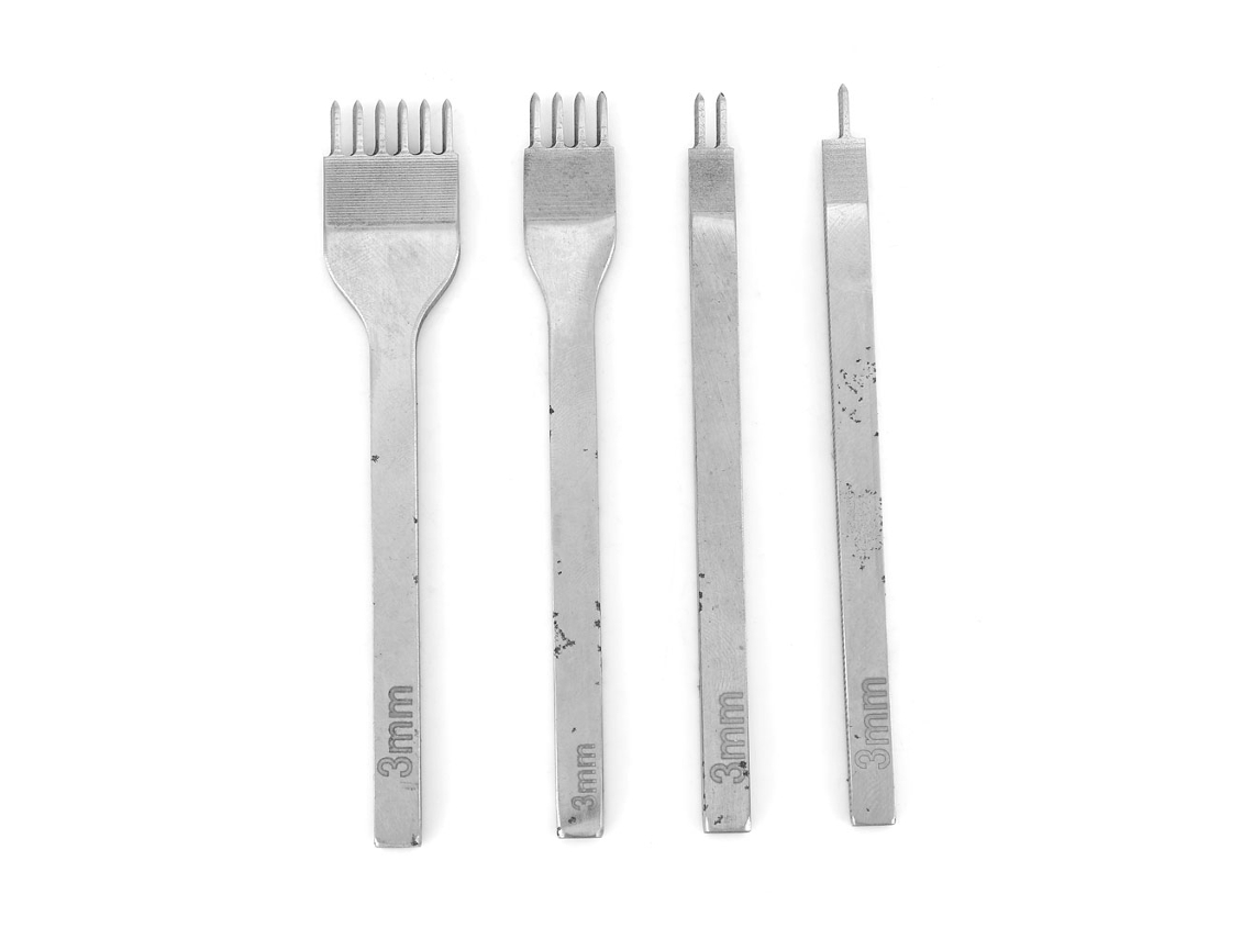 Ferramentas De Artesanato Em Couro Diy De Aço: Punch De Costura De 1/2/4/6 Dentes (3mm)