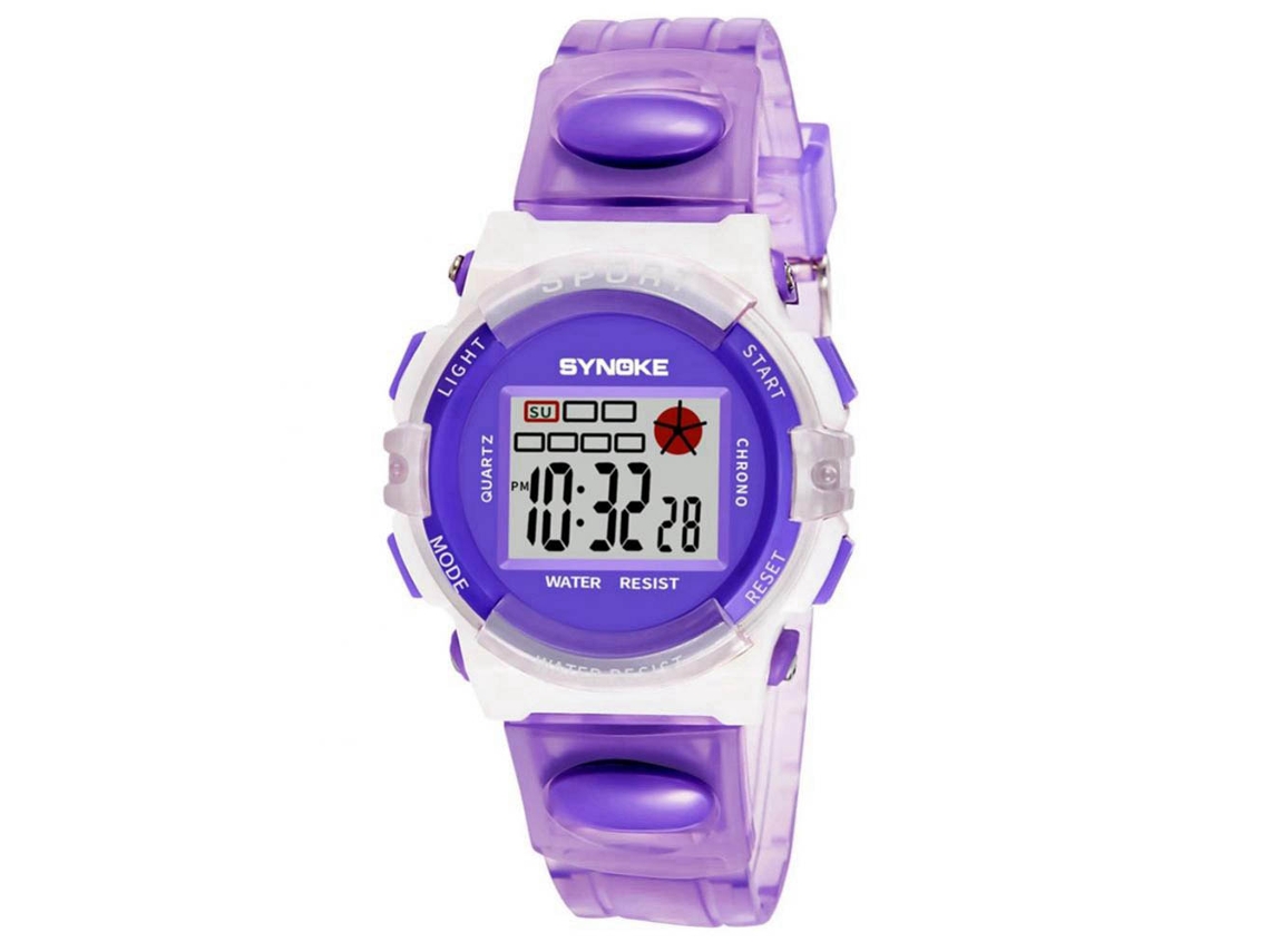 Relógio eletrônico esportivo Synoke Fashionable Youth para estudantes (roxo transparente)