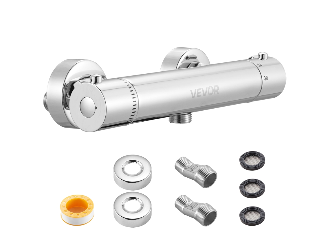 Válvula Termostática Para Torneira De Chuveiro Em Latão Maciço 257 X 65 X 48 Mm Vevor