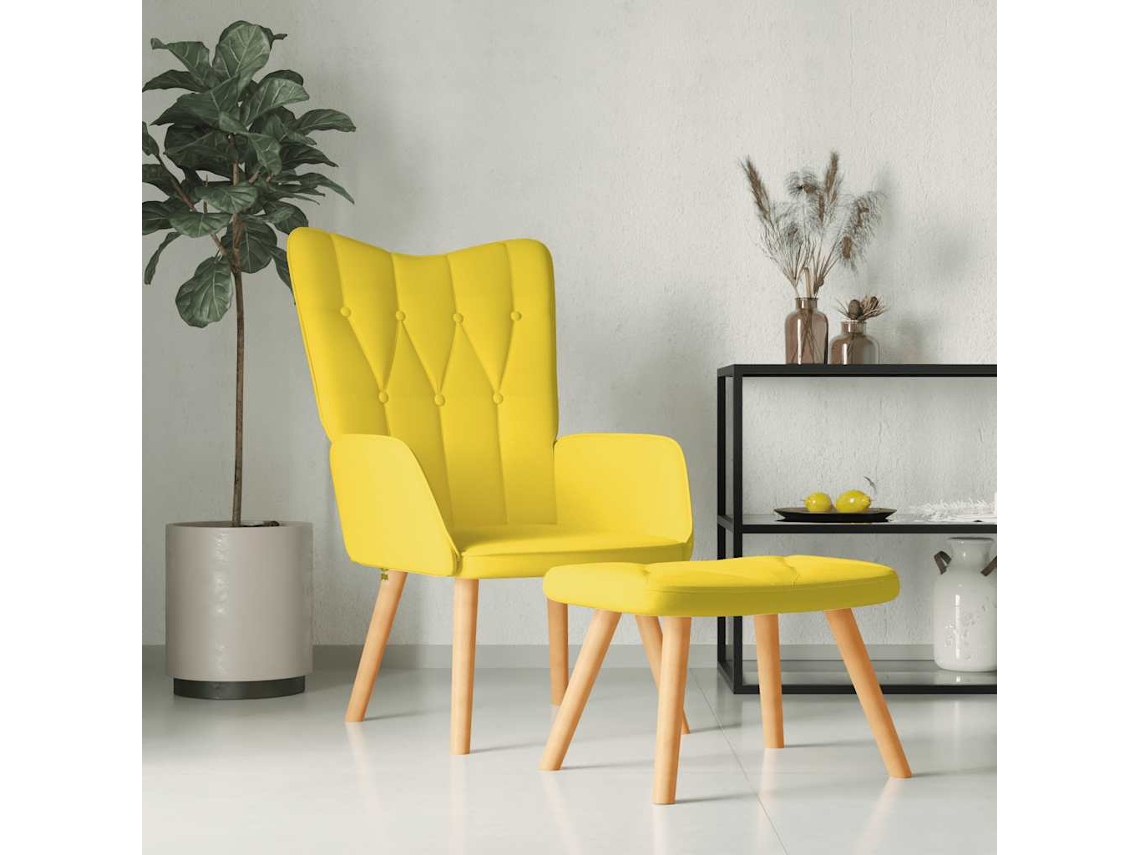 Vidaxl Poltrona De Descanso Com Banco Tecido Amarelo Mostarda