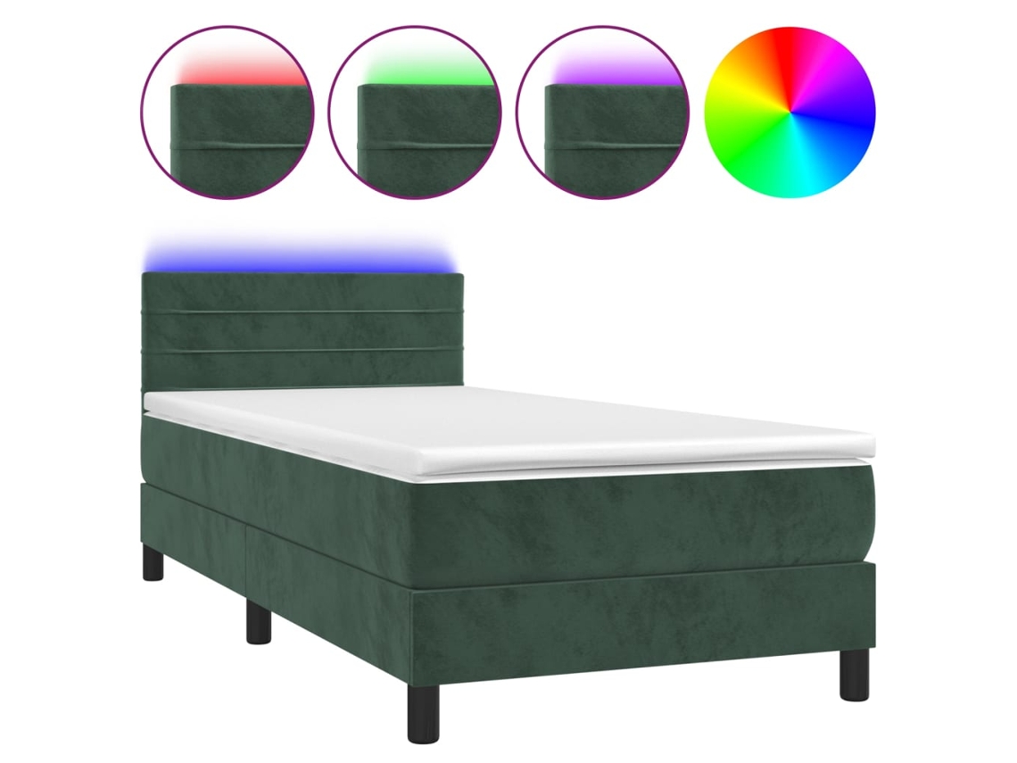 Box Spring Bed, Box Spring Beds Vidaxl Verde Veludo (90 X 190 Cm)