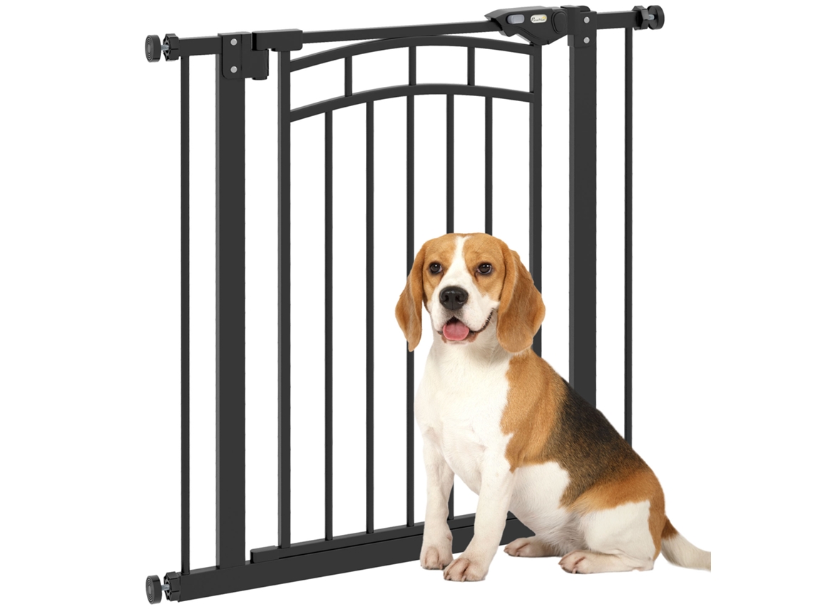 Portão de Segurança para Cães Portão de Escada Duplo Extensível 74 80 X 76 Cm Preto Ge