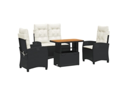 Conjunto de 4 Sofás Jardim com Almofadões Vime Pe Preto MAISON EXCLUSIVE (80x200 cm)
