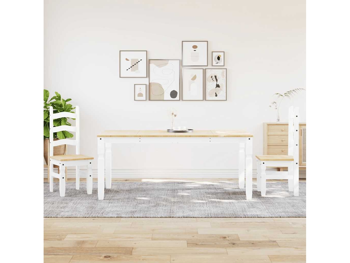Vidaxl 3 Pcs Conjunto De Jantar Panama Madeira Pinho Maciça Branco