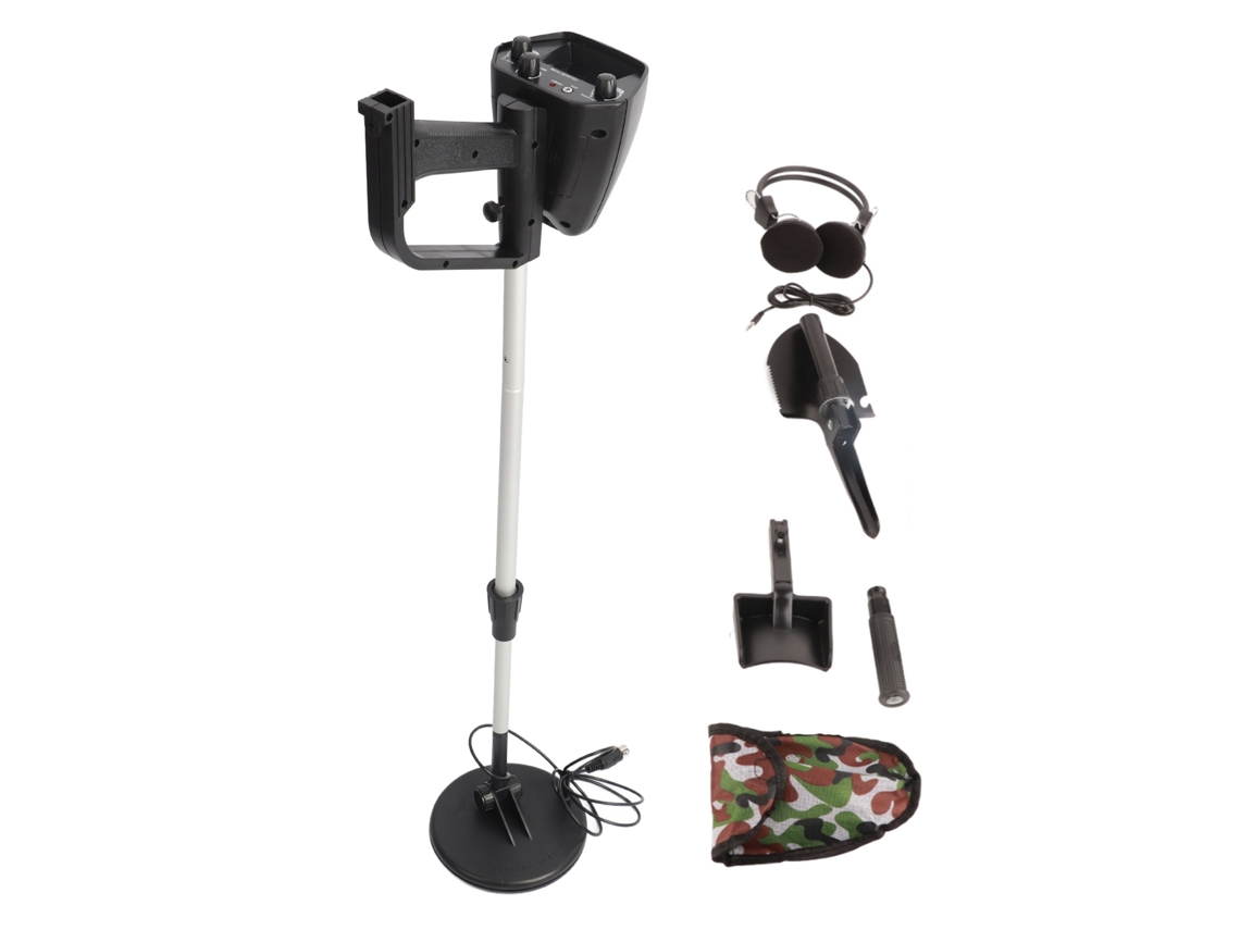 Detector de Metais subterrâneo ajustável com 2 modos, impermeável e com pá e fone de ouvido