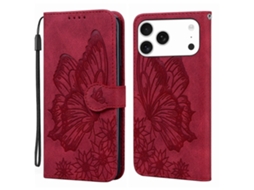 Capa De Celular De Couro Com Estampa De Borboletas Retrô E Relevo Horizontal