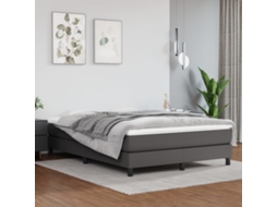 Vidaxl Cama com Molas/colchão 140x200 Cm Couro Artificial Cinzento