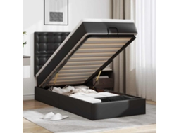 Vidaxl Cama Otomana Com Colchão 90x190 Cm Couro Artificial Preto