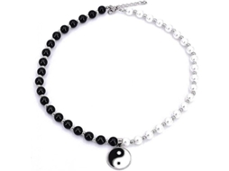 2026-collar De Perlas Falsas Yin Yang Para Homem E Mulher, Joias De Aço Inoxidável, Cadeia 50+5cm