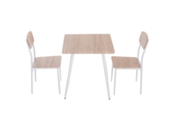 Conjunto de jantar 3 peças, mesa e 2 cadeiras, estrutura metálica, natural e branco, S/MARCA