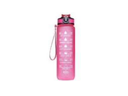 Garrafa de água de 1000ml com temporizador e canudo, garrafa motivacional com marcador de tempo, Tritan e livre de BPA, vermelha. Brilvibera