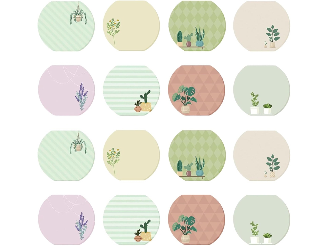 Lote De 16 Blocos-notas Adesivos Autocolantes Com Motivos Formato Vegetal Poche Ensemble 2 Conjuntos